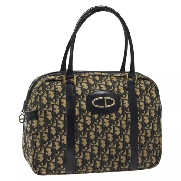 Christian Dior Trotter Canvas Hand Bag Navy Auth - Picture 1 of 16